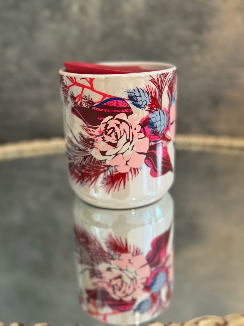 Starbucks Holiday 2023 Roses & Pinecones Ceramic Tumbler (8 oz